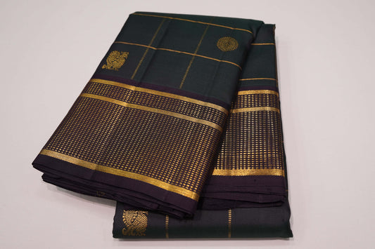 Bottle green vintage kanchipuram silk saree
