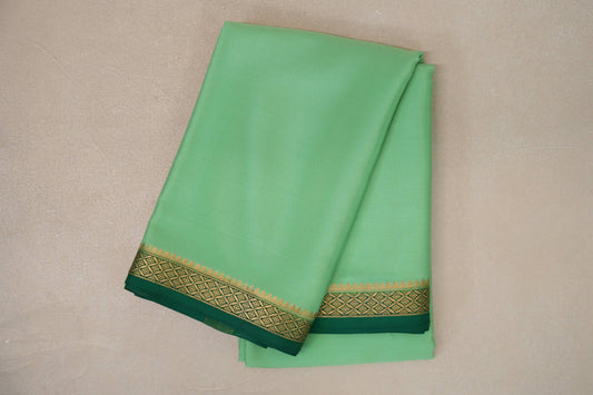 Pale Green with Dark Green Borders Mysore Silk Saree