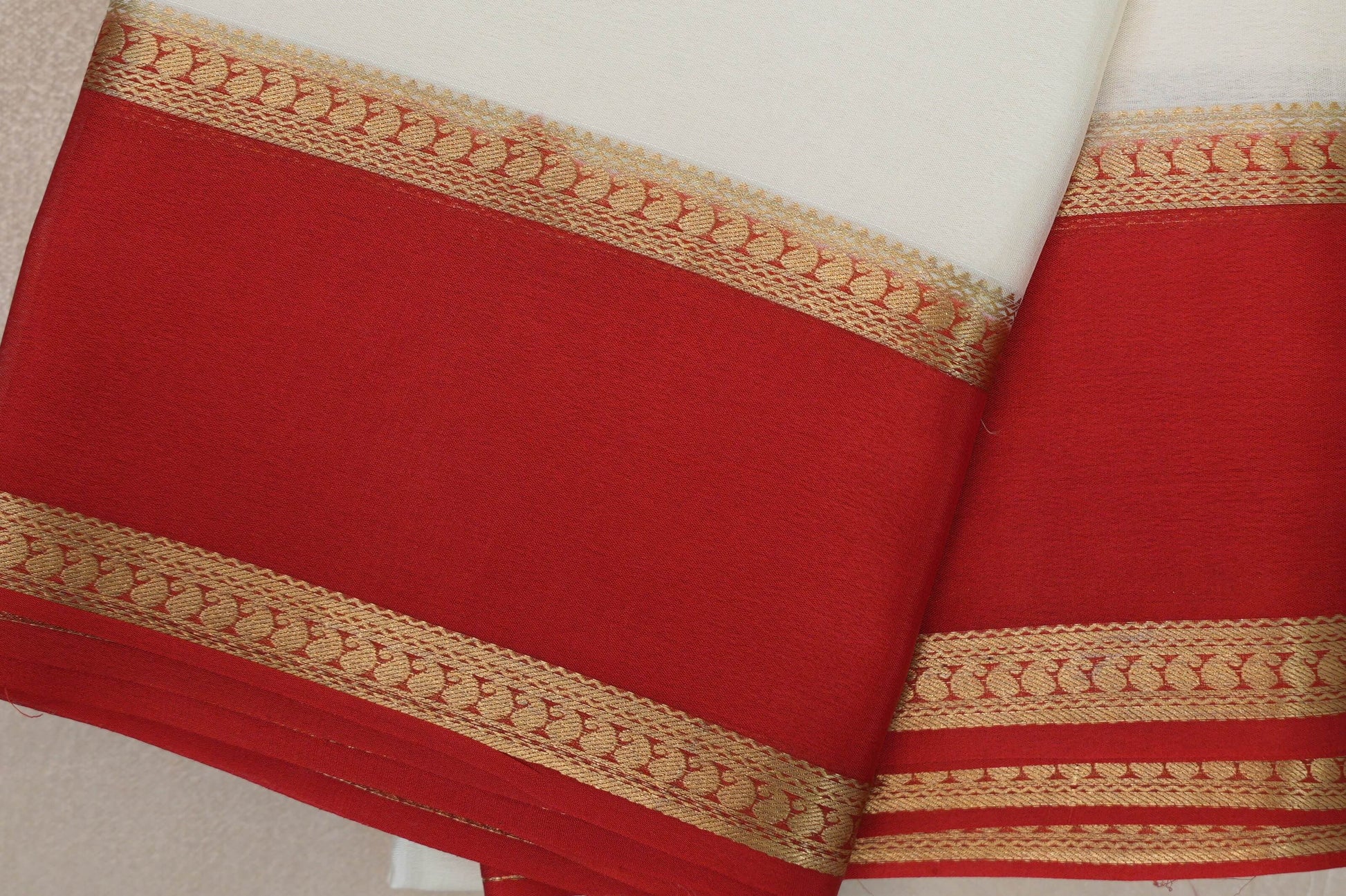 Cream Mysore Silk Saree border
