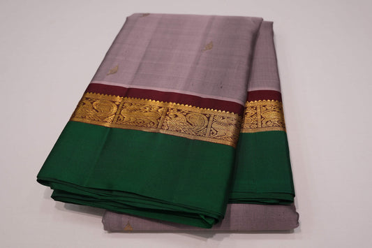 Pinkish grey vintage kanchipuram silk saree