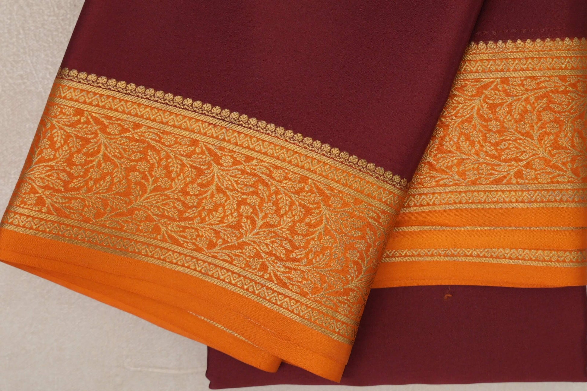 Deep Maroon Mysore Silk Saree border
