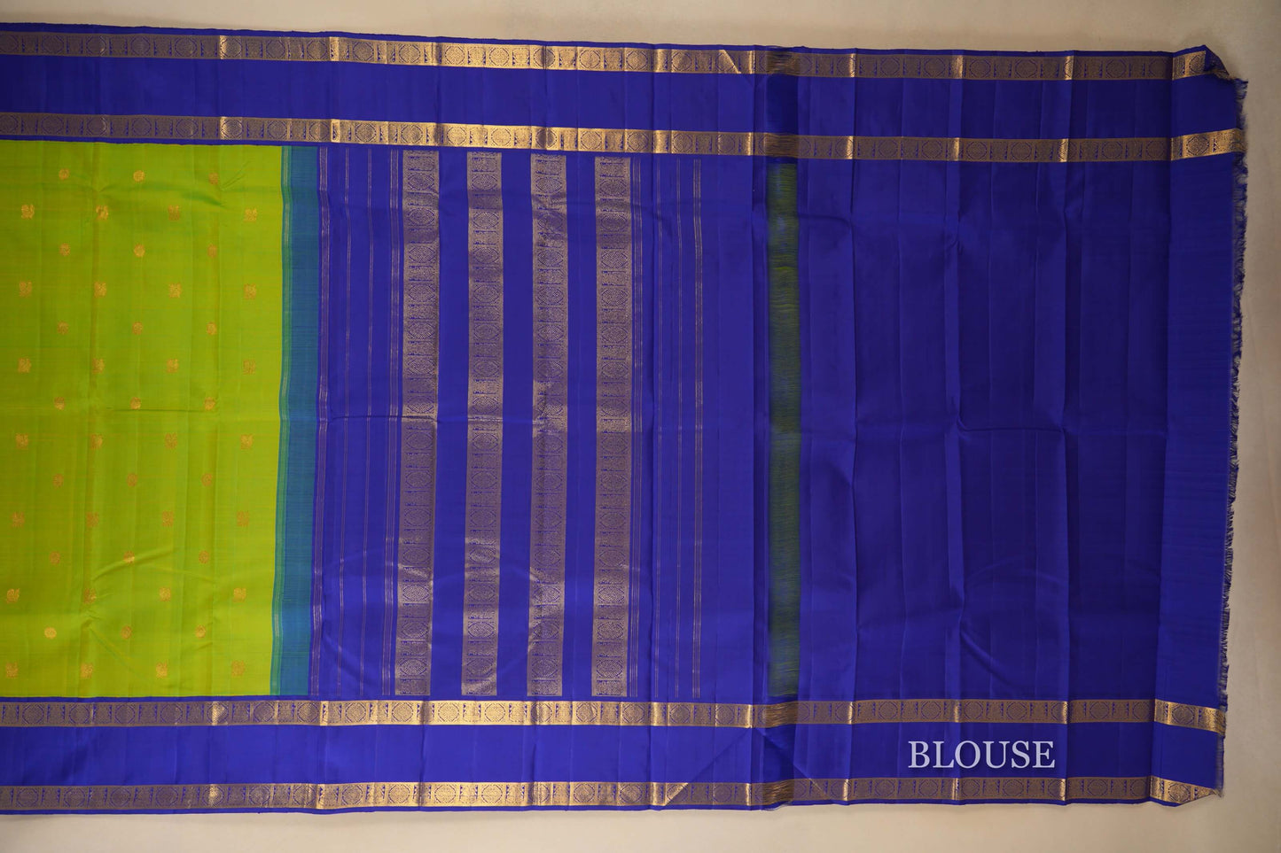 Parrot Green Vintage Kanjivaram Silk Saree blouse