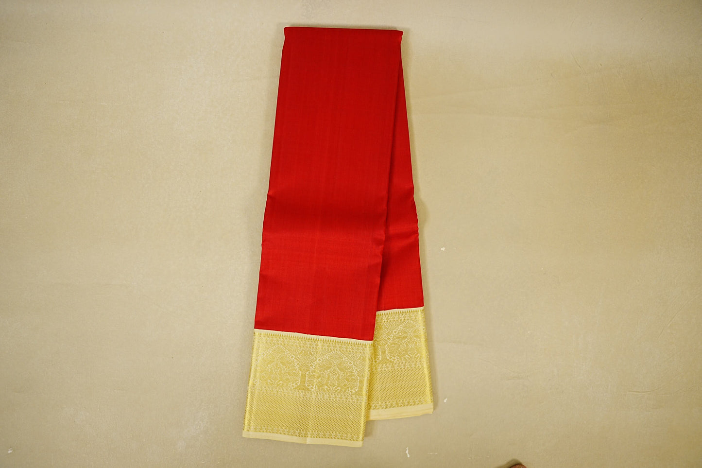 Bright Red with Cream Borders Vintage Kanjivaram Silk Saree online