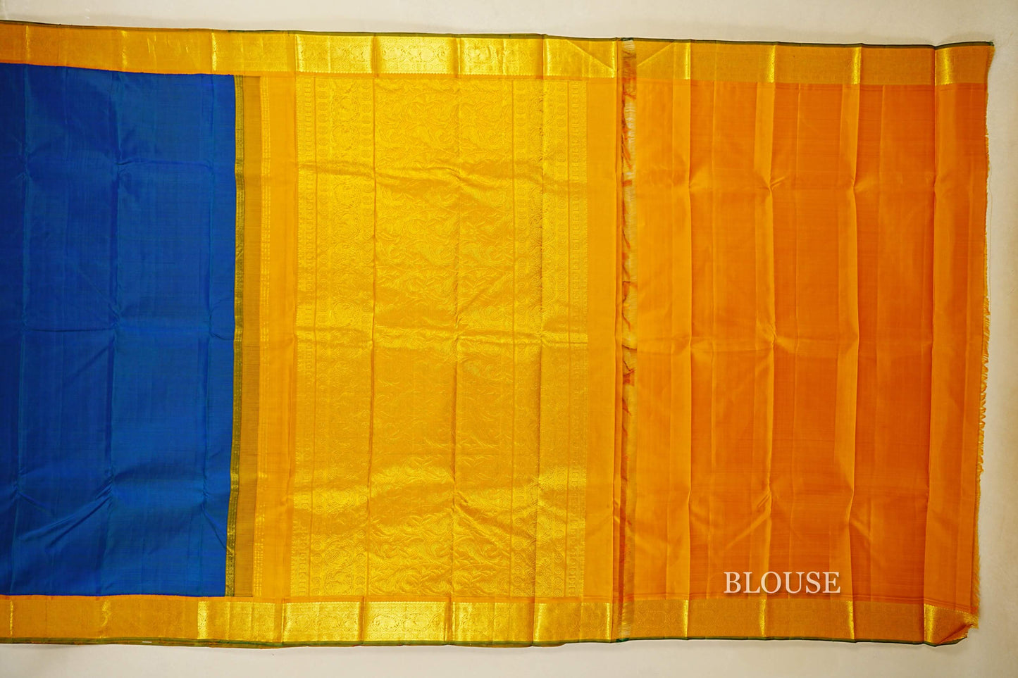 Peacock Blue Vintage Kanjivaram Silk Saree blouse