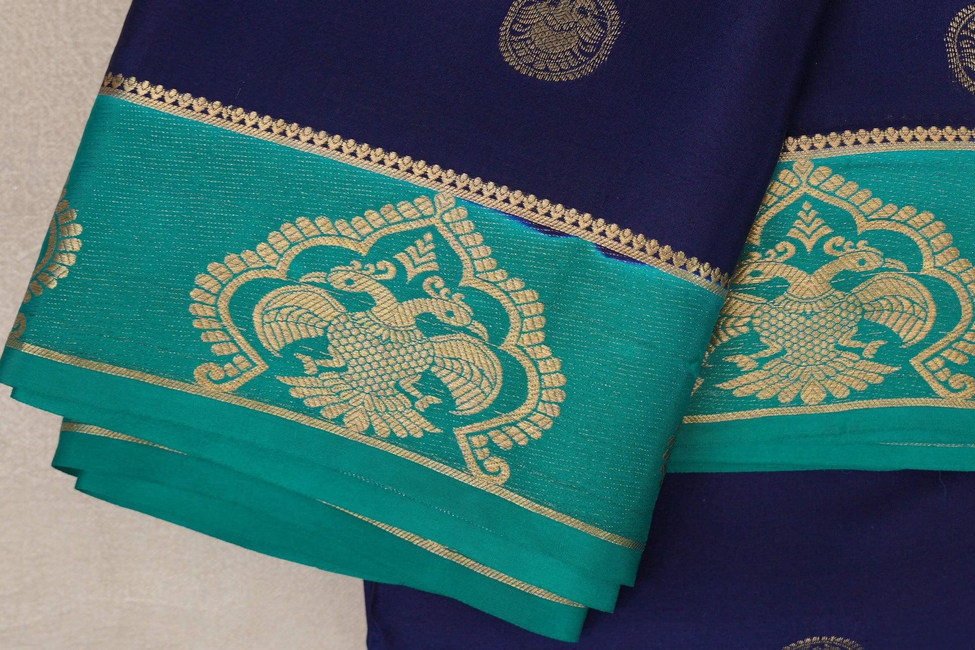 Navy Blue Mysore Silk Saree border