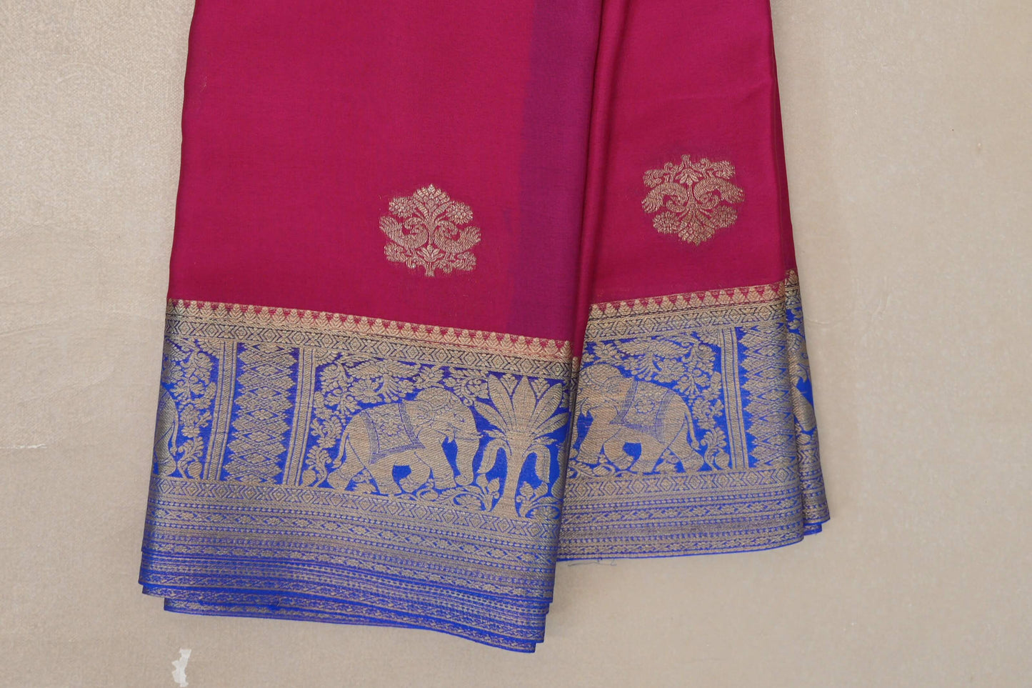 Rani Pink Mysore Silk Saree border