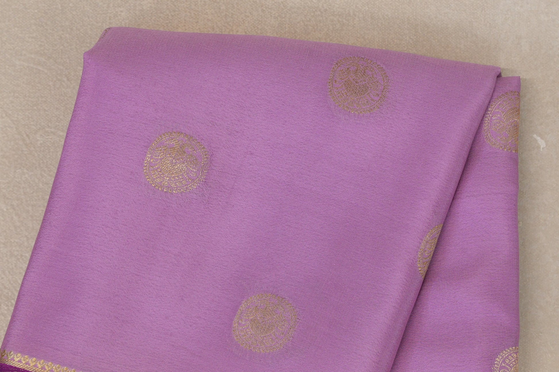 Lavender with Deep Purple Borders Mysore Silk Saree body