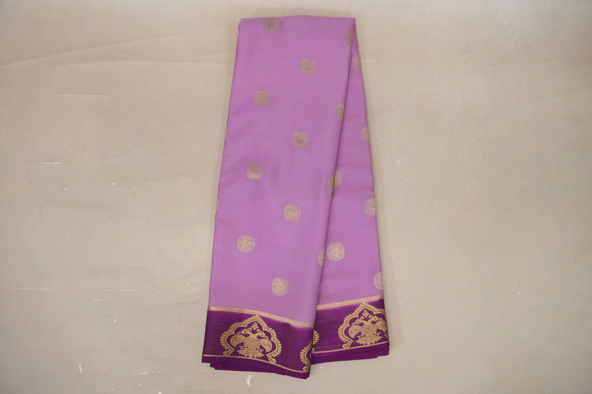 Online Lavender with Deep Purple Borders Mysore Silk Saree