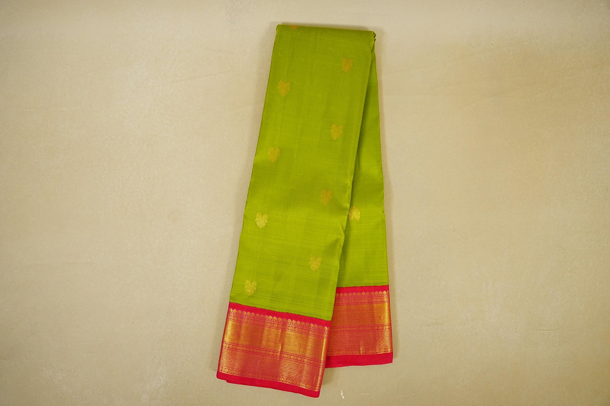 Parrot Green with Reddish Pink Borders Vintage Kanjivaram Silk Saree online