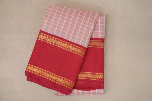 folded Peach Pink Vintage Kanjivaram Silk Saree