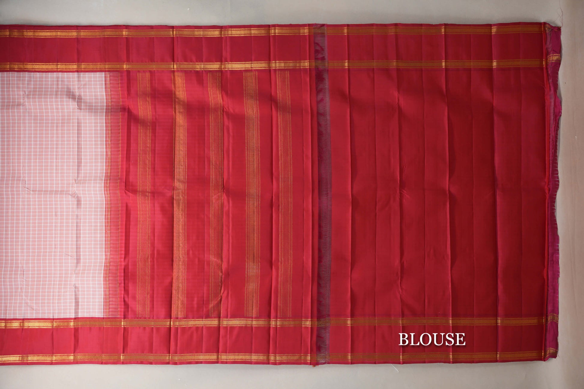 Peach Pink Vintage Kanjivaram Silk Saree blouse