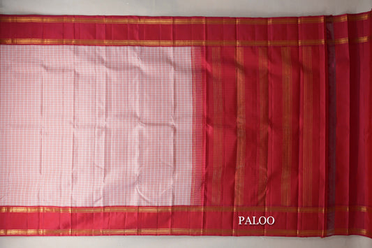 Peach Pink Vintage Kanjivaram Silk Saree paloo