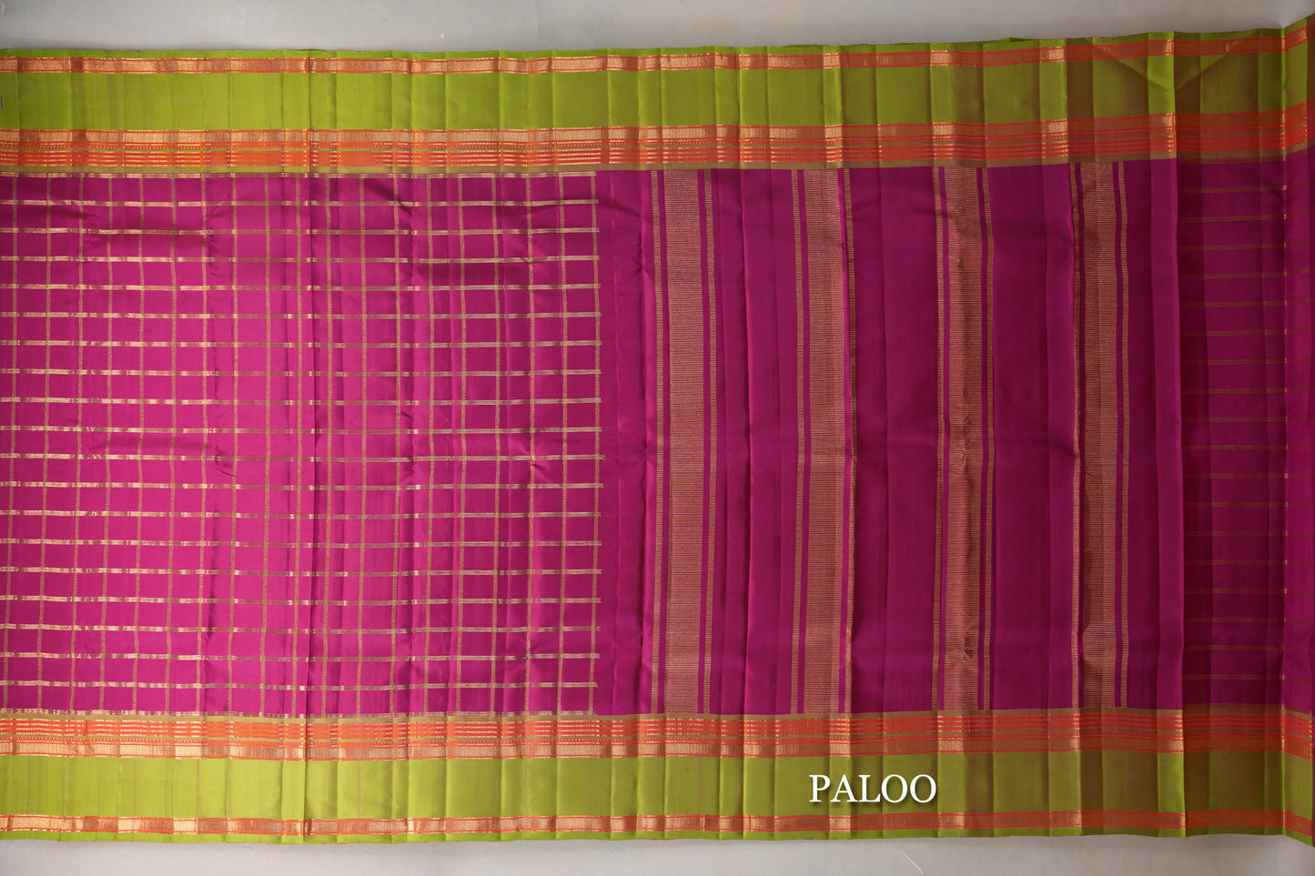 Bright Magenta Pink Vintage Kanjivaram Silk Saree paloo