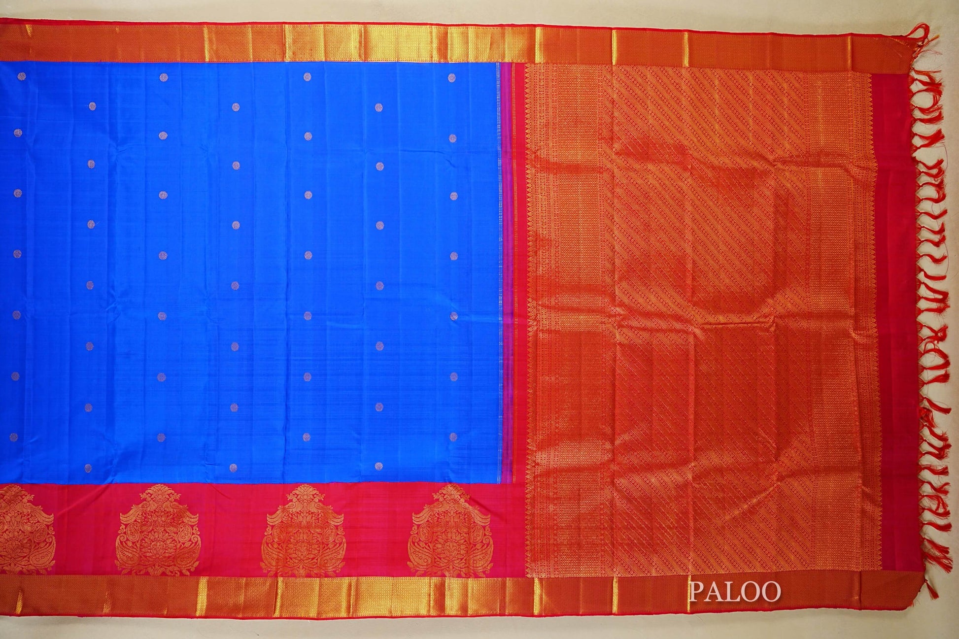 Royal Blue Vintage Kanjivaram Silk Saree paloo