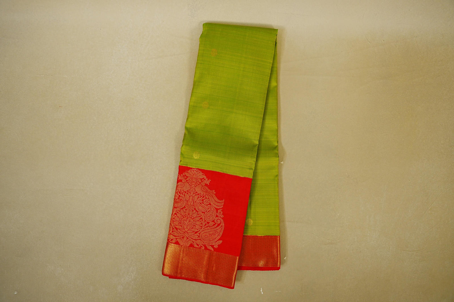Parrot Green with Red Borders Vintage Kanjivaram Silk Saree by Shreenivas Silks PSSR018460