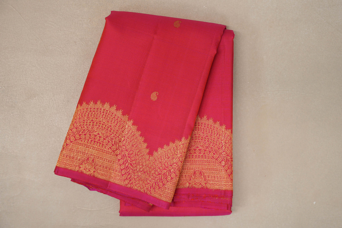 Orangish Pink Vintage Kanjivaram Silk Saree  folded 