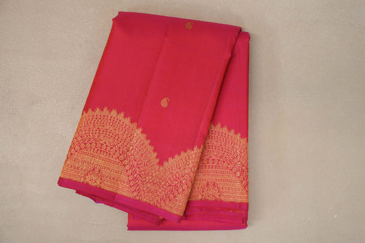 Orangish Pink Vintage Kanjivaram Silk Saree  folded 