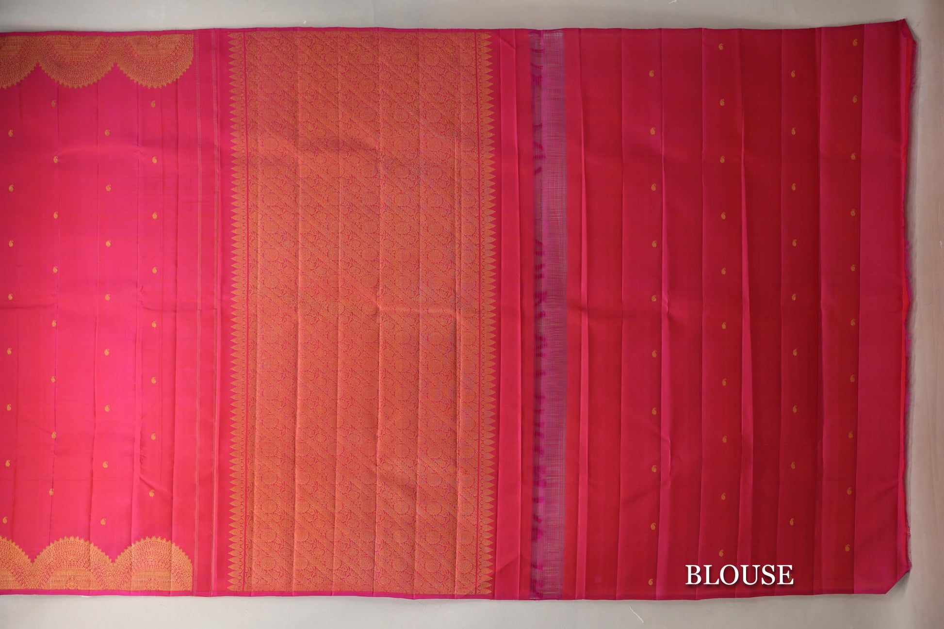 Orangish Pink Vintage Kanjivaram Silk Saree blouse