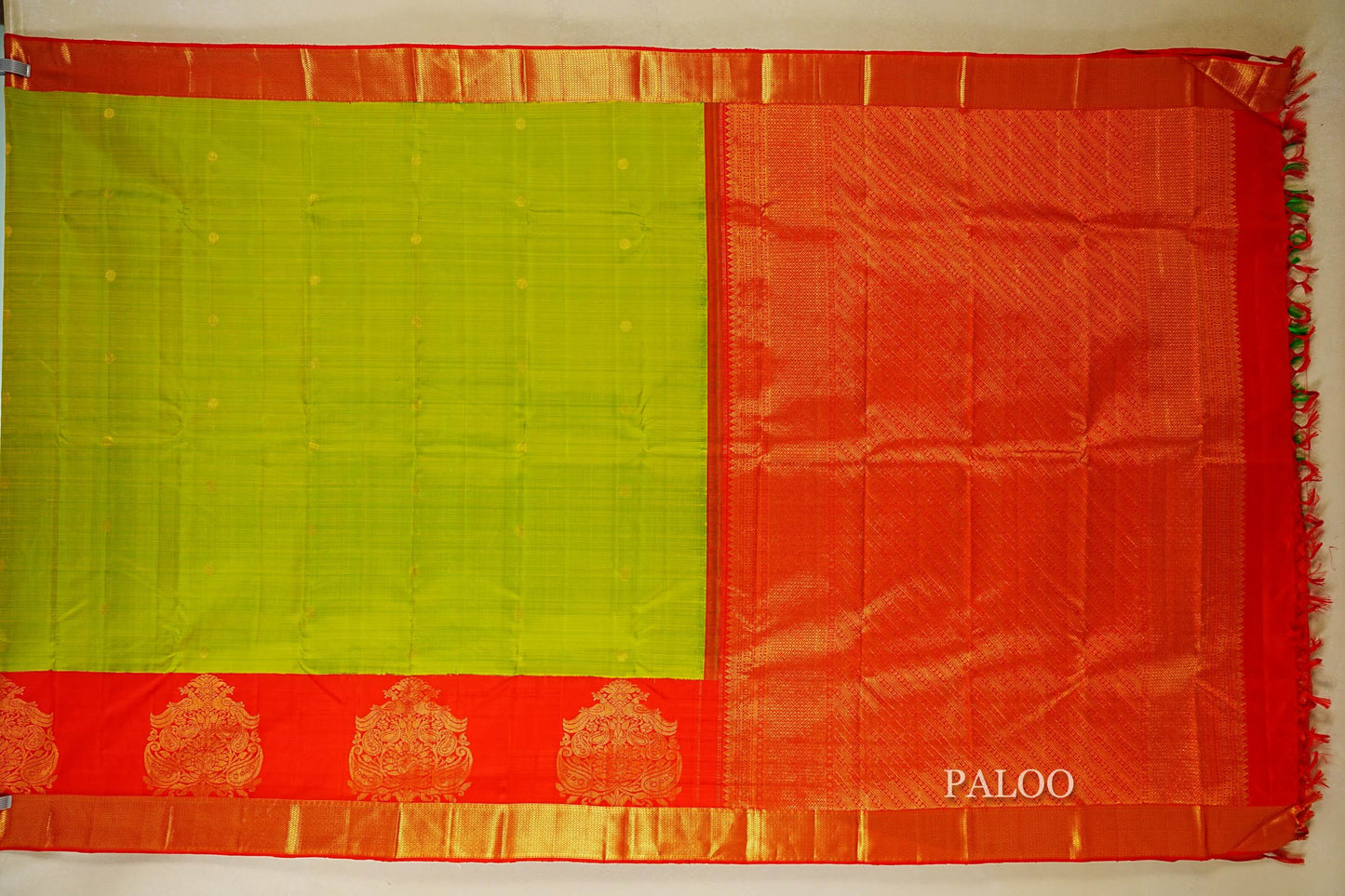 Parrot Green with Red Borders Vintage Kanjivaram Silk Saree by Shreenivas Silks PSSR018460