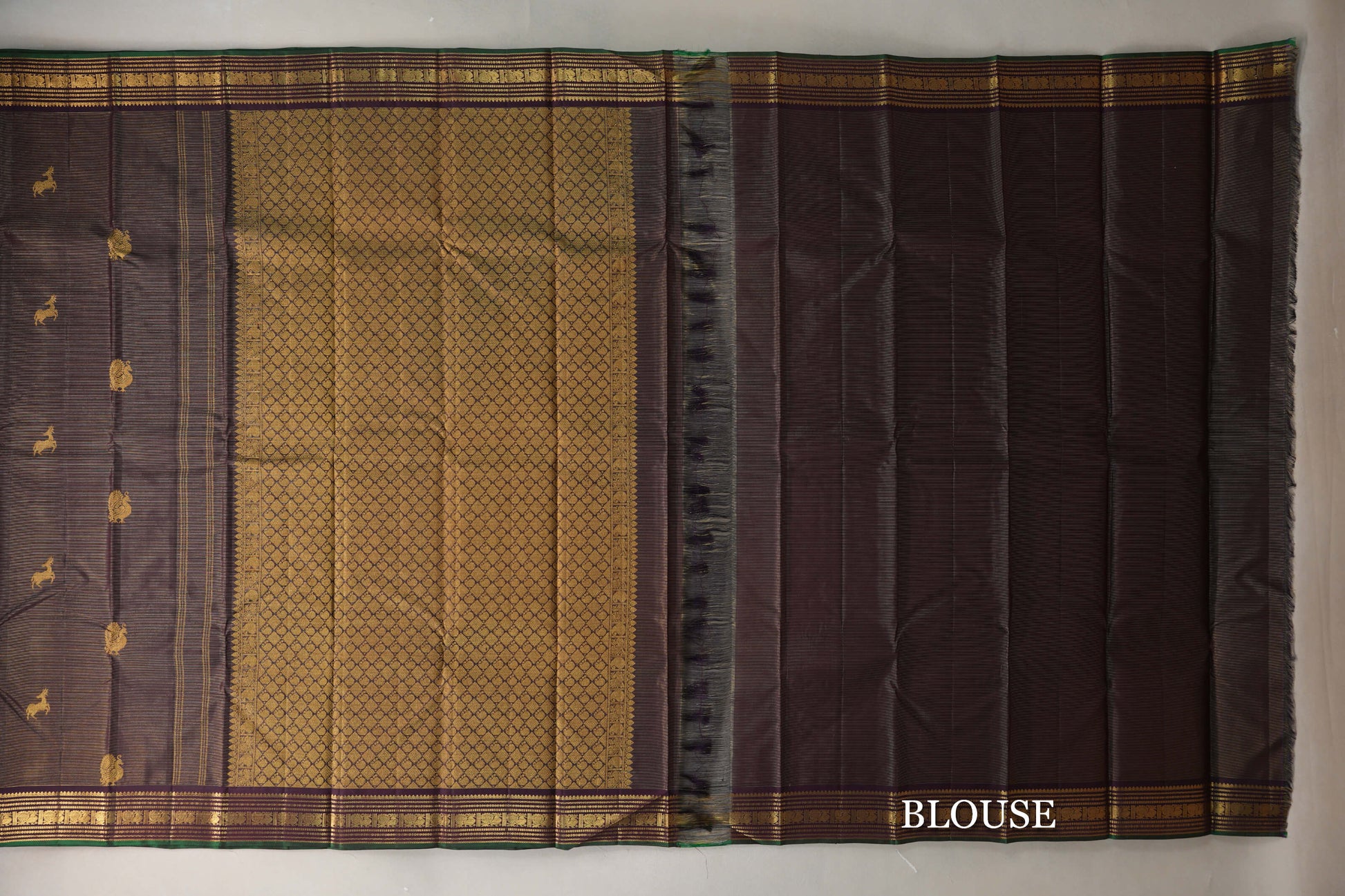 Deep plum Kanjivaram Silk Saree blouse