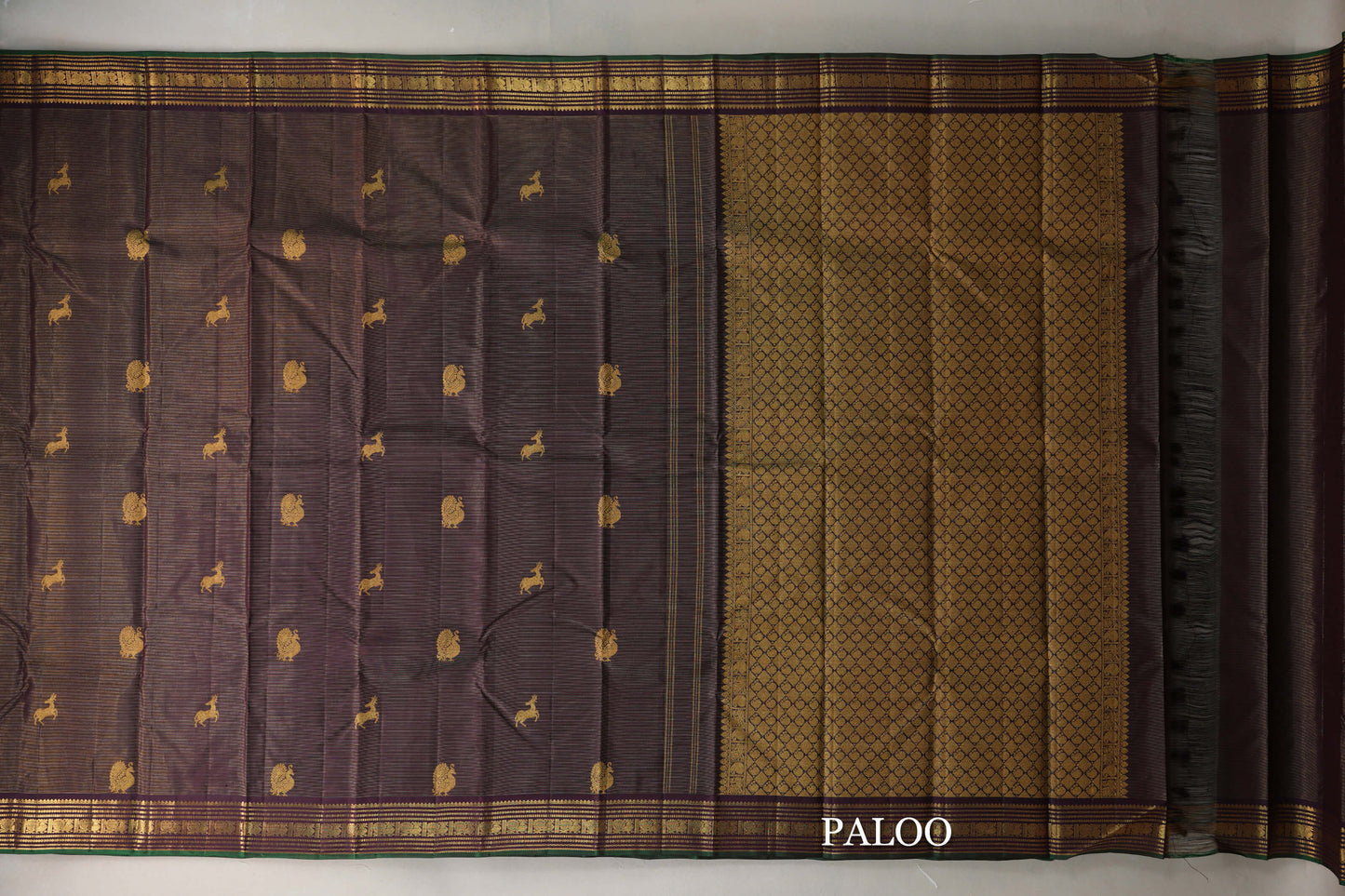 Deep plum Kanjivaram Silk Saree paloo
