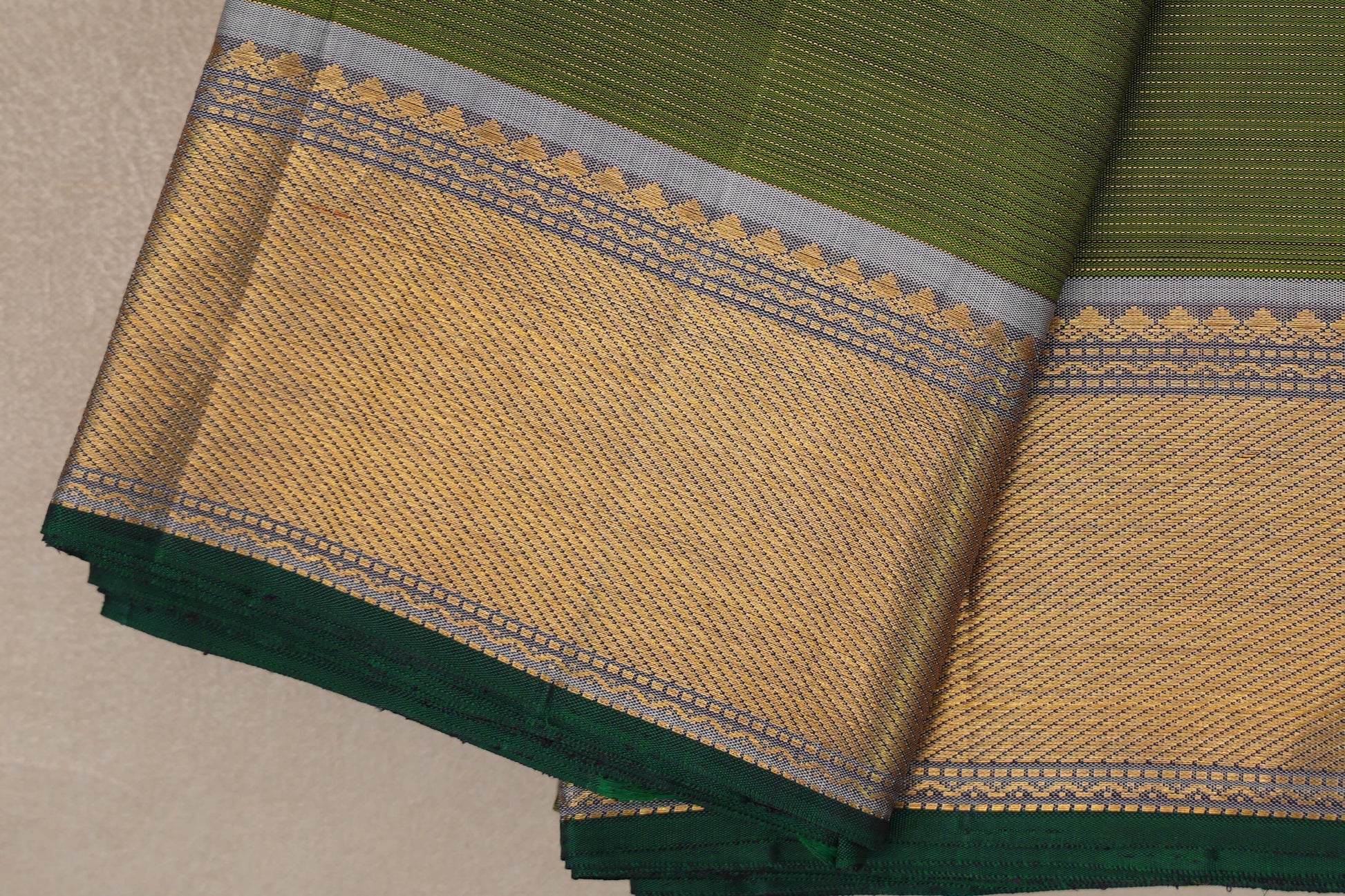 Olive Green Kanjivaram Silk Saree border zoom