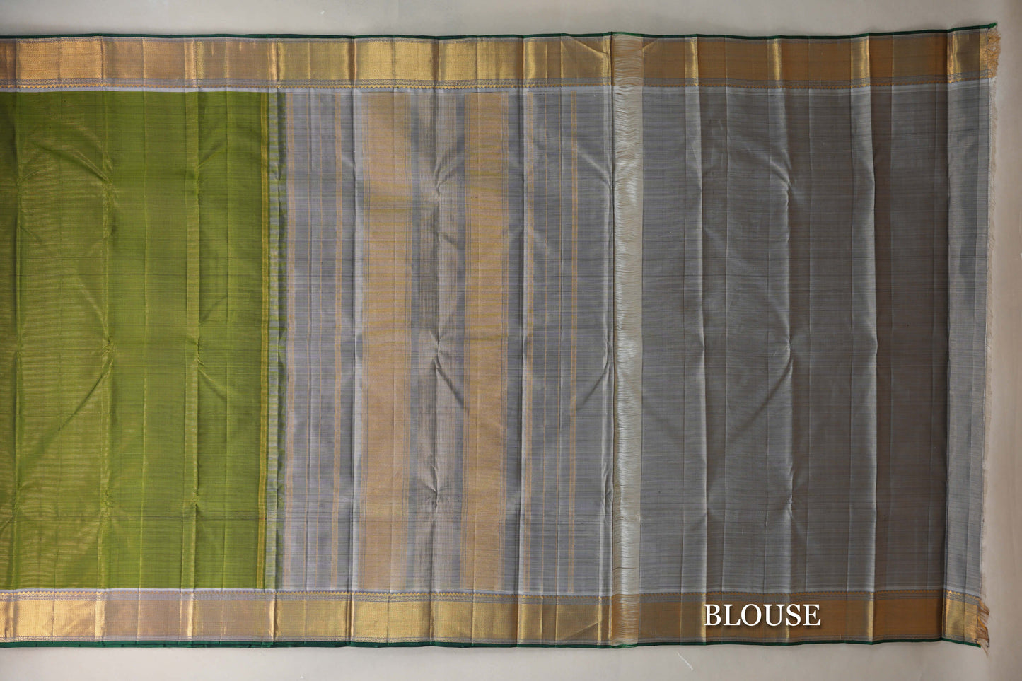 Olive Green Kanjivaram Silk Saree blouse