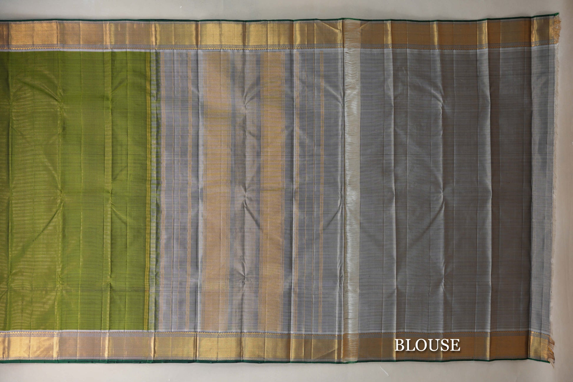 Olive Green Kanjivaram Silk Saree blouse