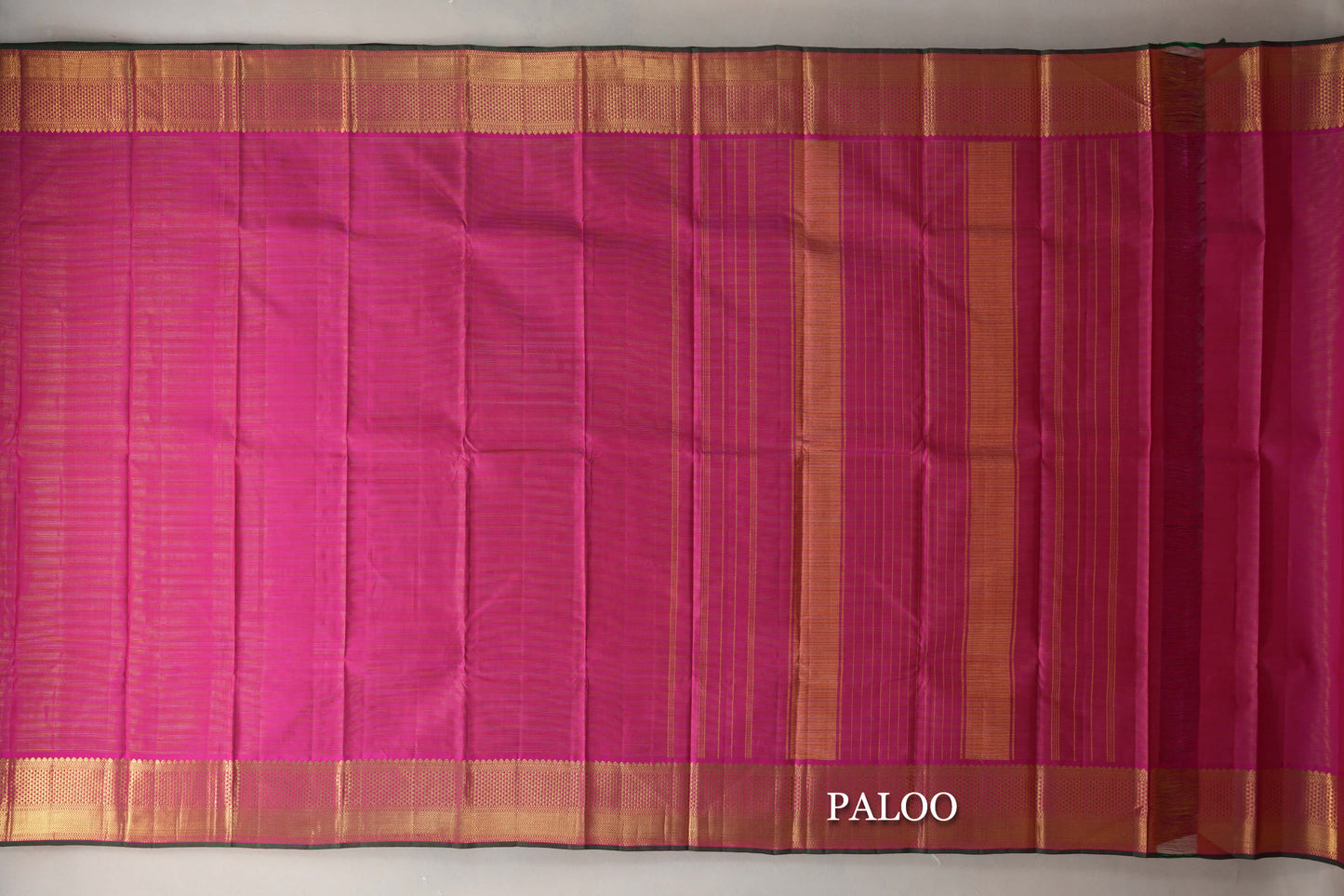 Bright Pink Kanjivaram Silk Saree paloo