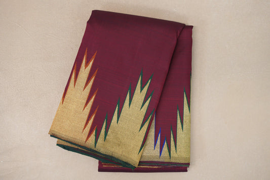 folded Deep Maroon Kanjivaram Silk Saree