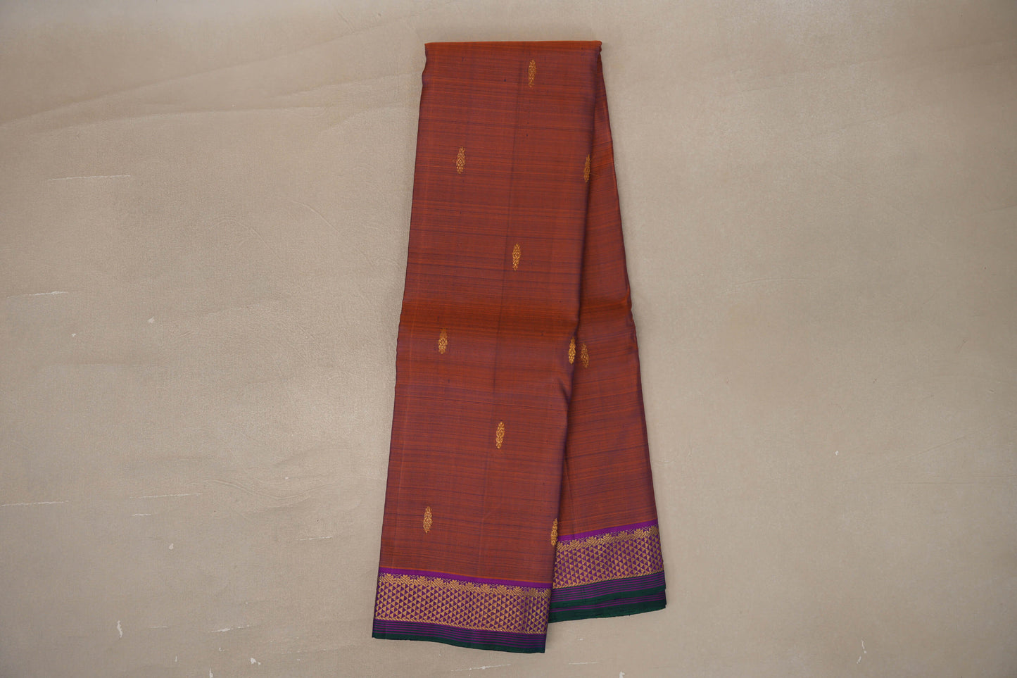 Dual Tone of Violet and Copper Brown Kanjivaram Silk Saree online