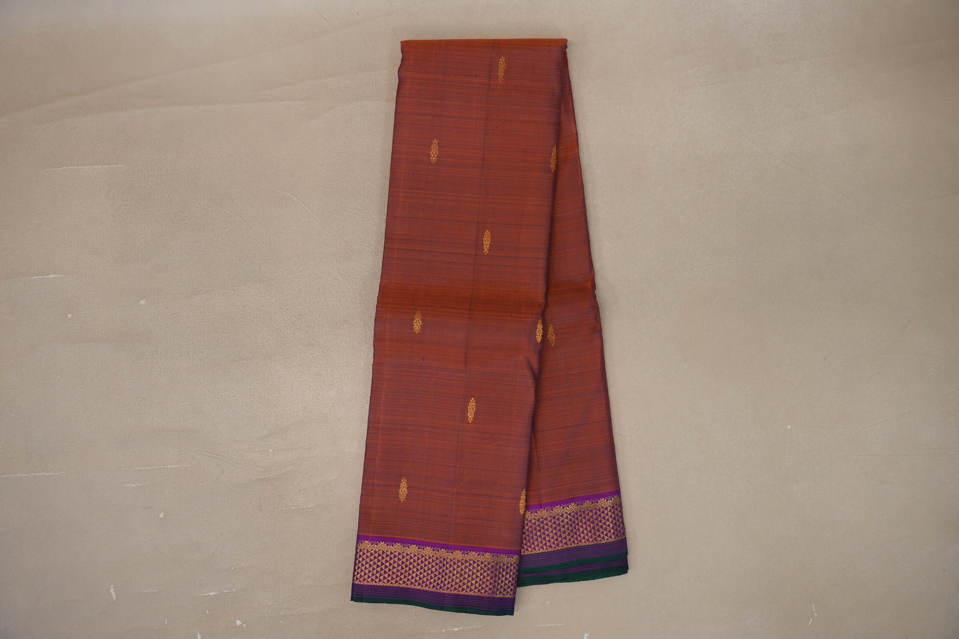 Dual Tone of Violet and Copper Brown Kanjivaram Silk Saree online