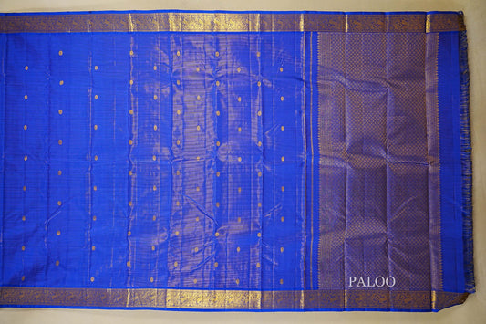 Royal Blue Vaira Oosi Vintage Kanjivaram Silk Saree paloo