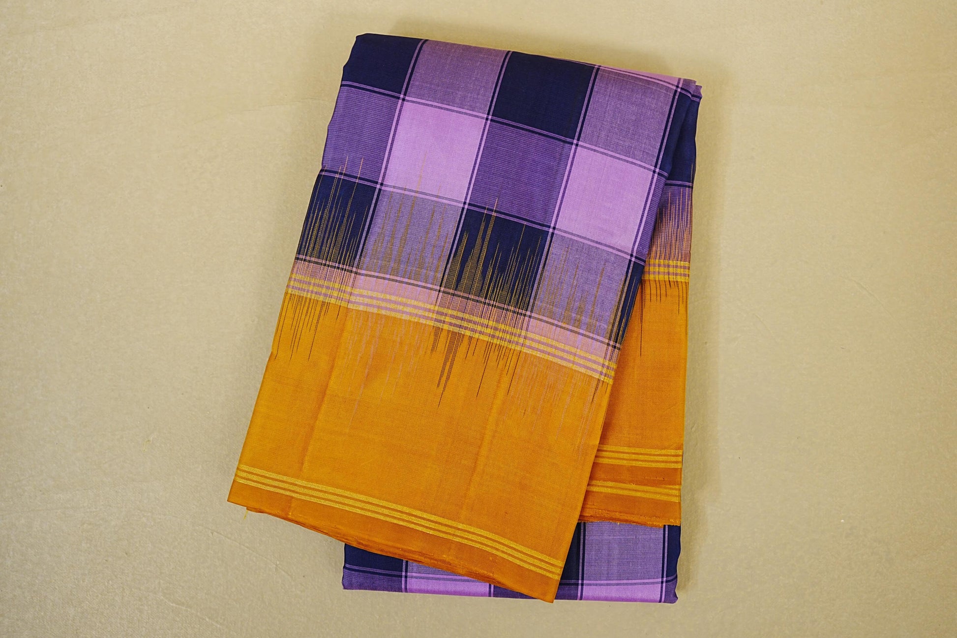 Folded Multi Color Checks Light Weight Kanchipuram Silk Saree