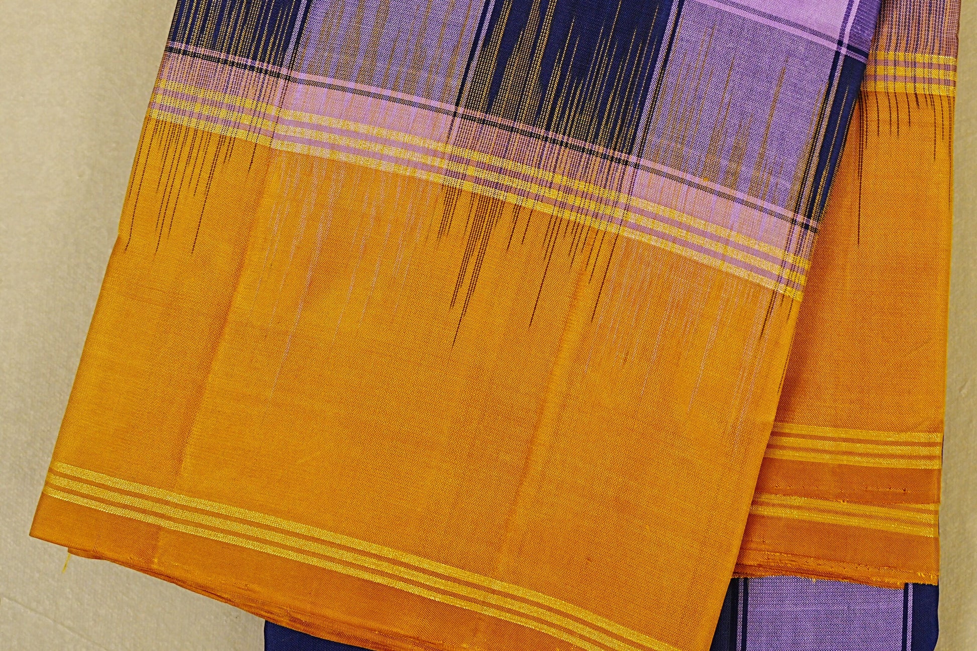 Multi Color Checks Light Weight Kanchipuram Silk Saree border zoom