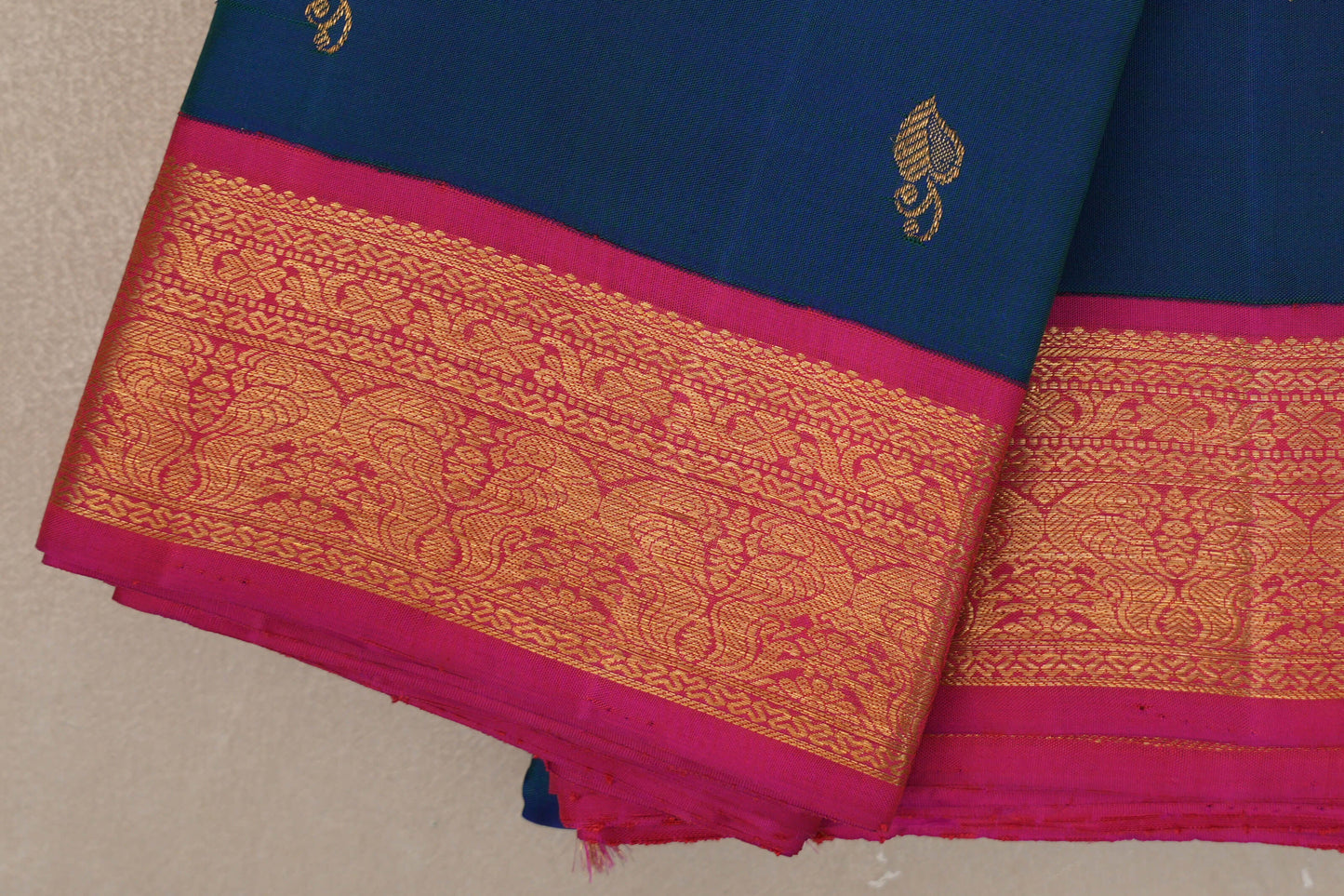 Peacock Blue Vintage Kanjivaram Silk Saree   