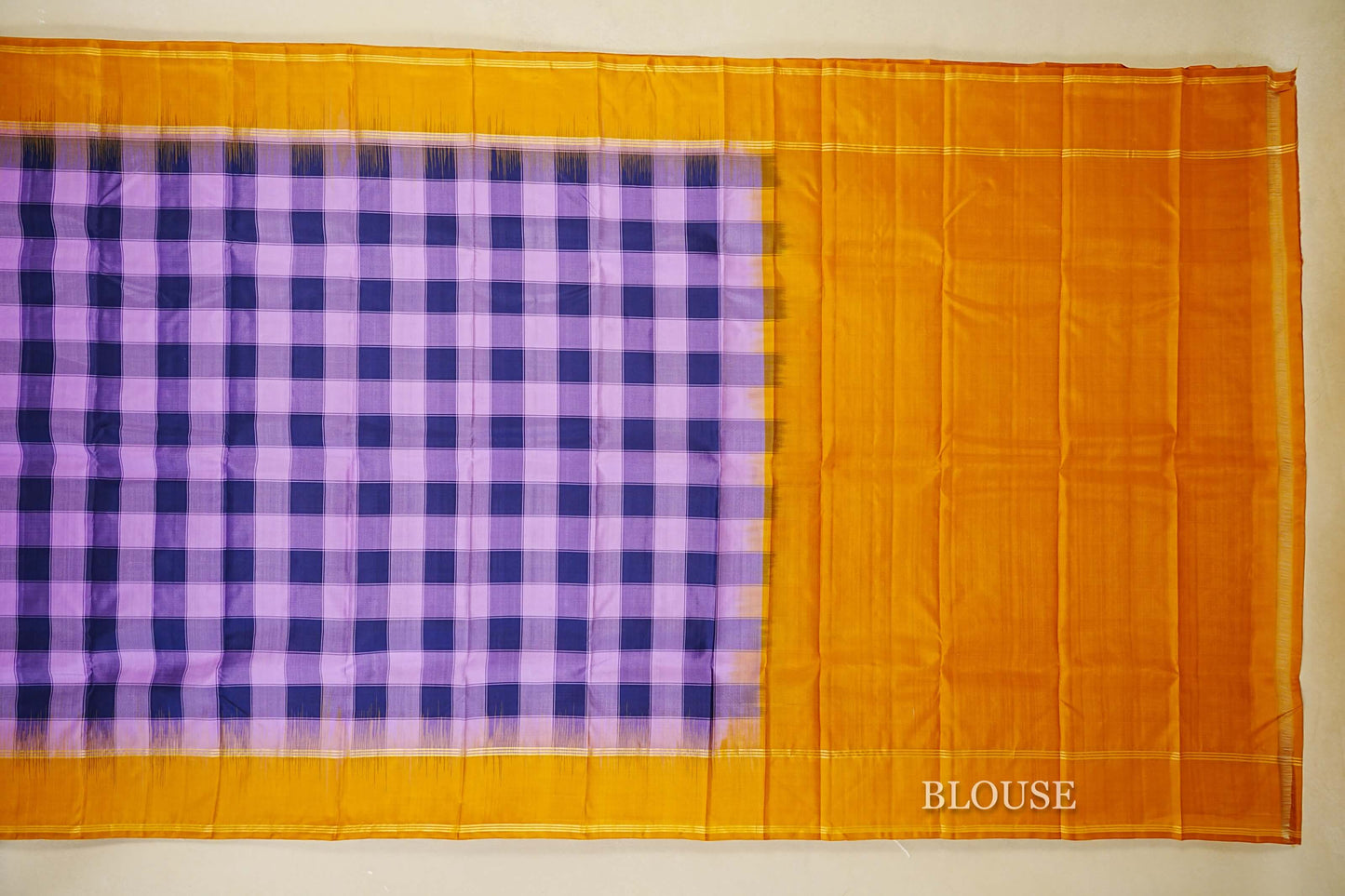 Multi Color Checks Light Weight Kanchipuram Silk Saree blouse