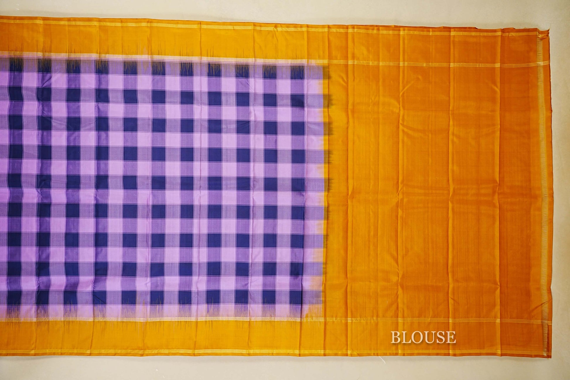 Multi Color Checks Light Weight Kanchipuram Silk Saree blouse