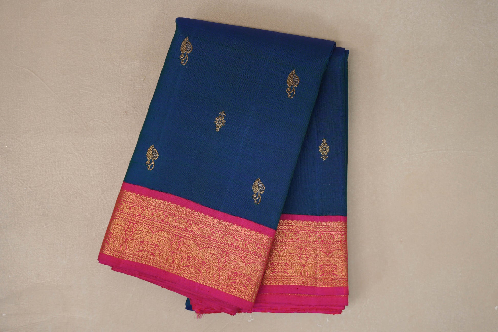 Peacock Blue Vintage Kanjivaram Silk Saree 