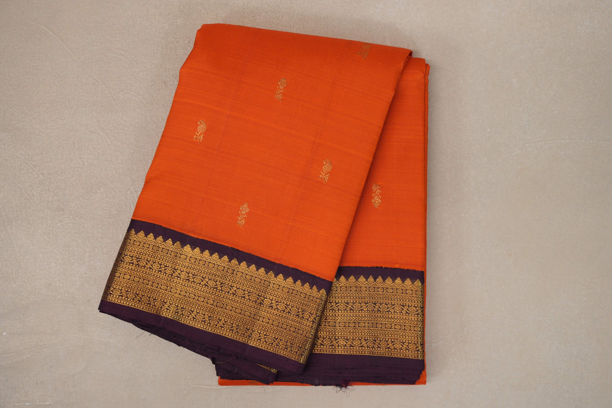 Bright Orange Vintage Kanjivaram Silk Saree