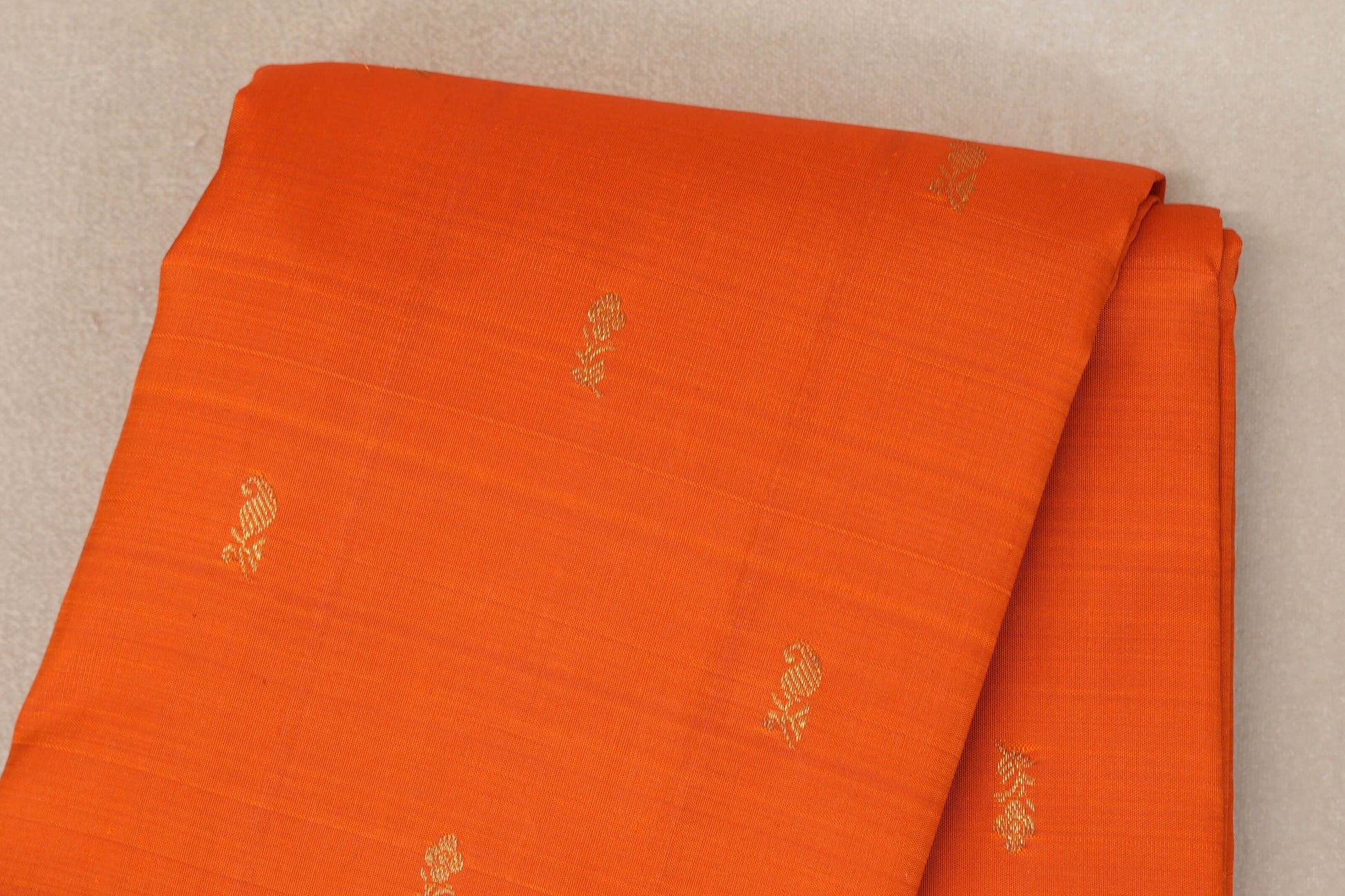 Bright Orange Vintage Kanjivaram Silk Saree body zoom