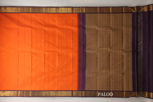 Bright Orange Vintage Kanjivaram Silk Saree paloo