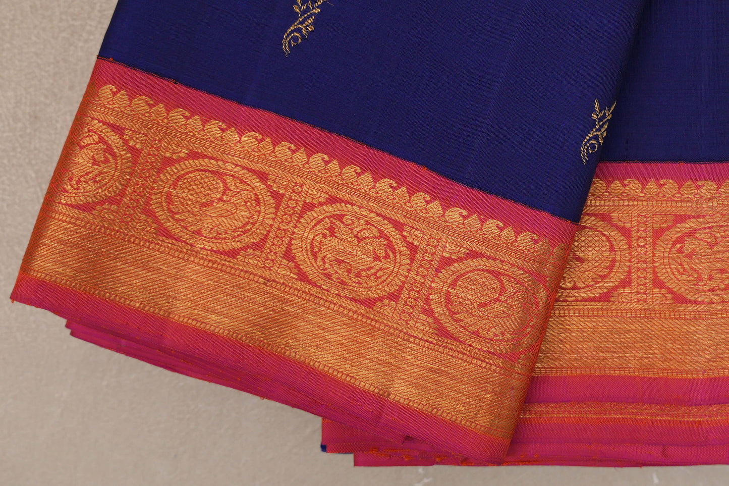 Deep Blue Vintage Kanjivaram Silk Sareeborder zoom