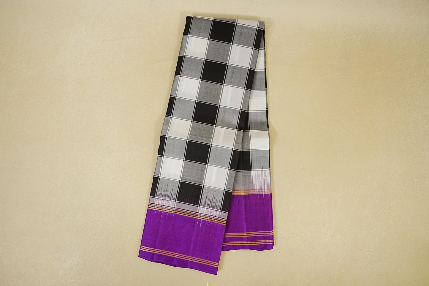 Black and White Checks  Light Weight Kanchipuram Silk Saree online