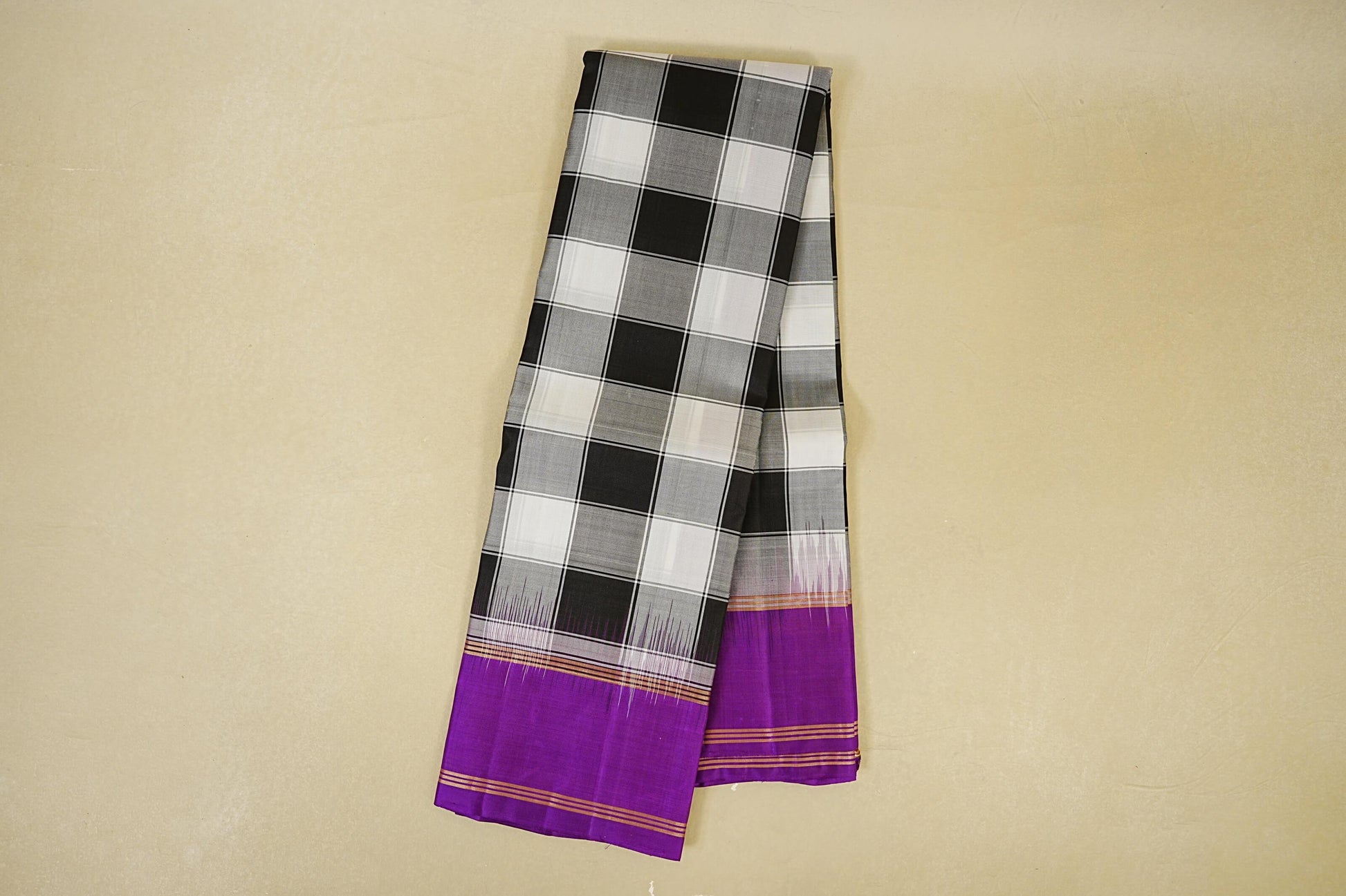 Black and White Checks  Light Weight Kanchipuram Silk Saree online