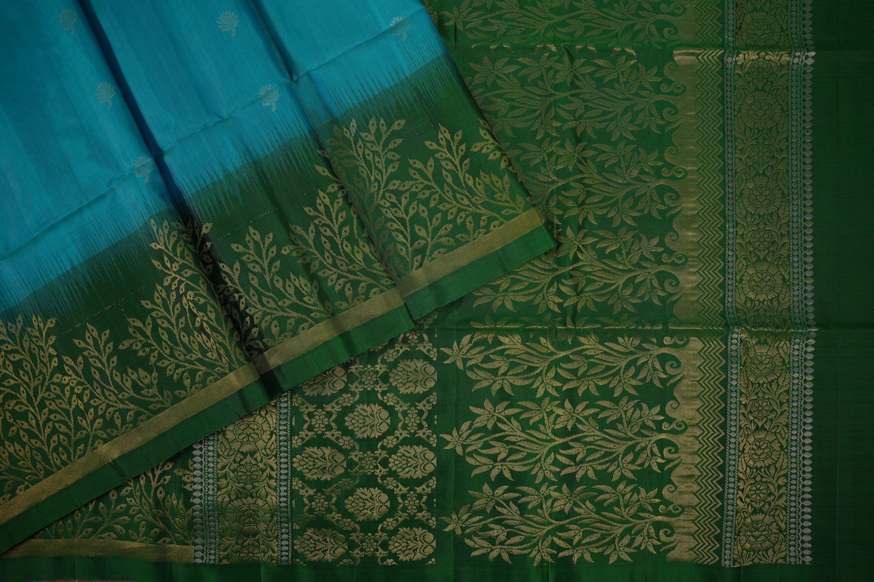 Rama green soft silk saree