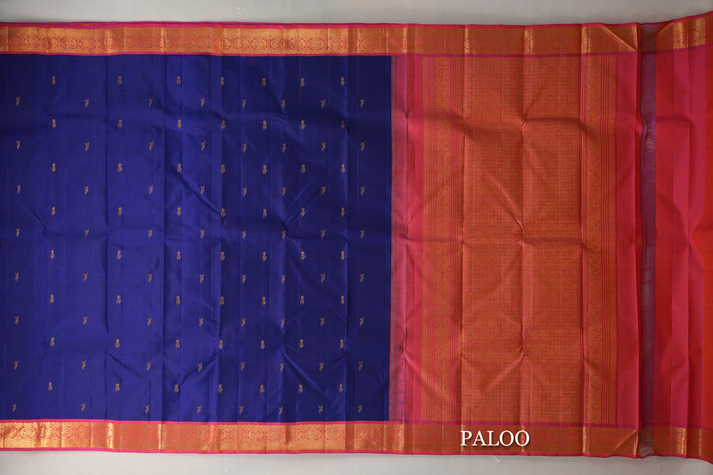 Deep Blue Vintage Kanjivaram Silk Saree paloo