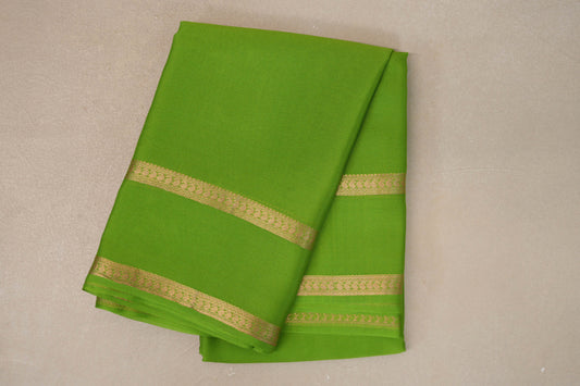 folded Bright Parrot Green Mysore Silk Saree
