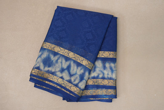 folded Ink Blue Mysore Silk Saree