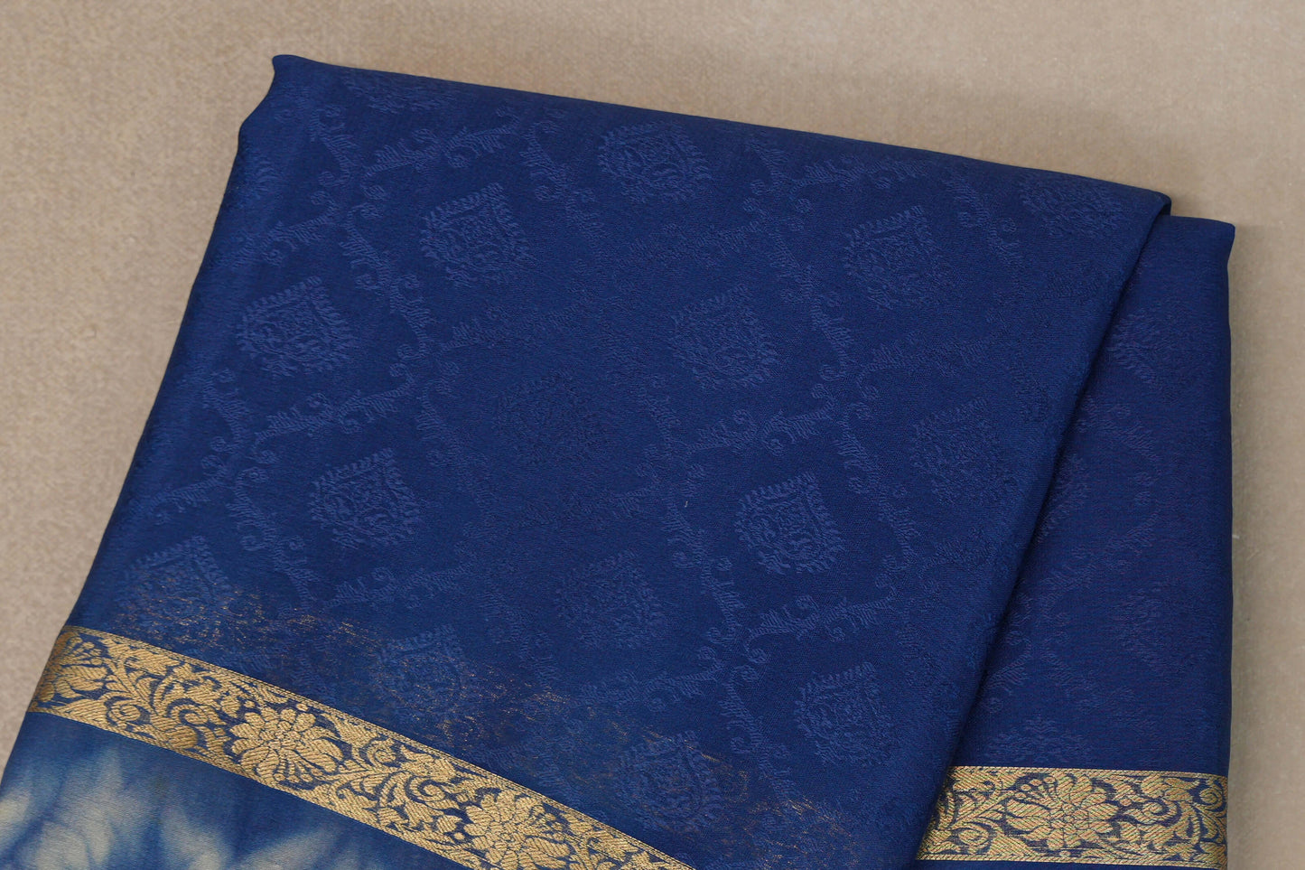 Ink Blue Mysore Silk Saree body zoom
